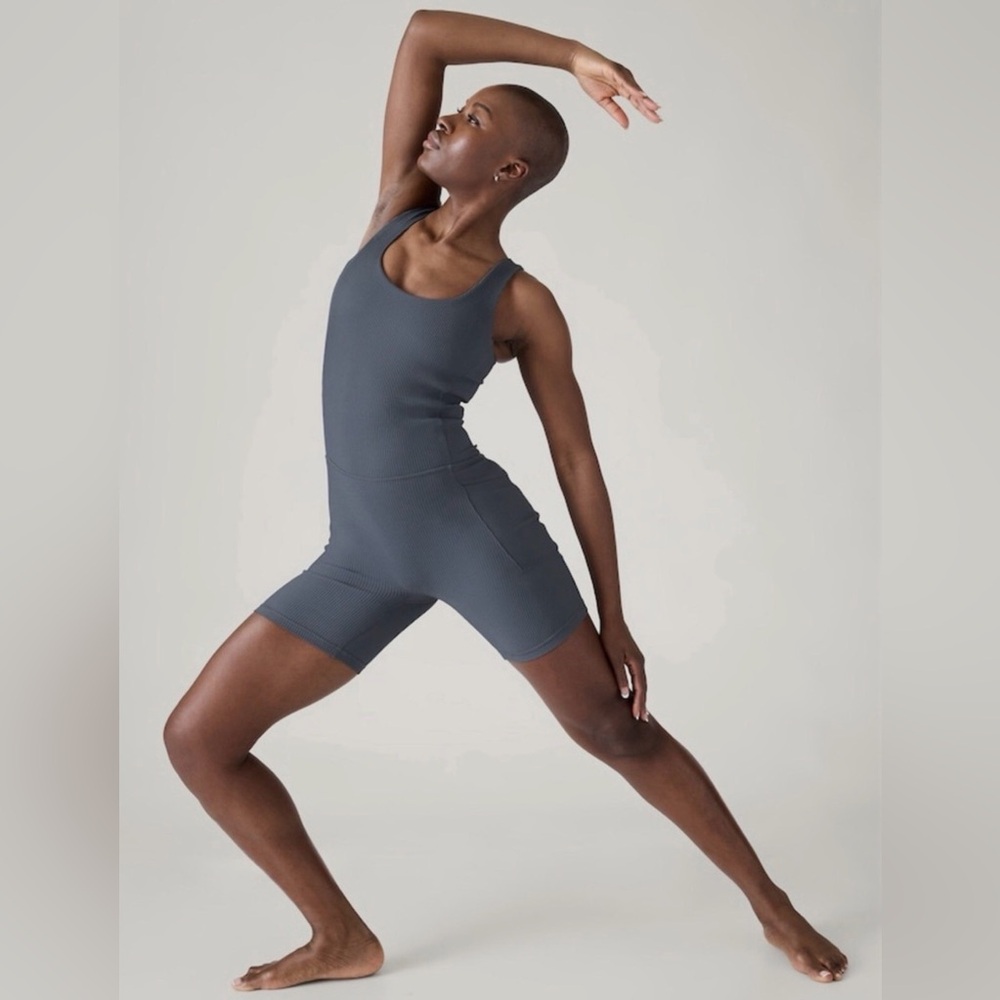 Athleta Size L Salutation Rib Bike Suit | Granite Blue